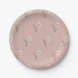 Plato De Papel Dainty Scattered Aster Botanical | Dusty Pink