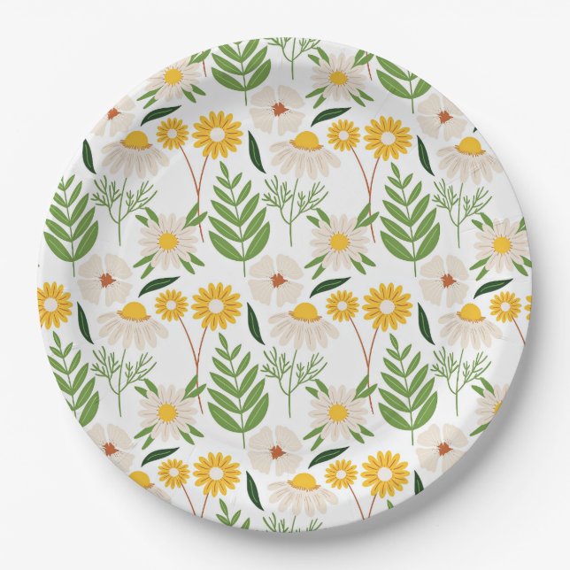 Plato De Papel Daisies de primavera (Anverso)