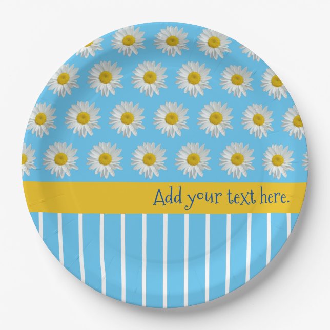 Plato De Papel Daisies de verano y placa de papel Guay Stripes (Anverso)