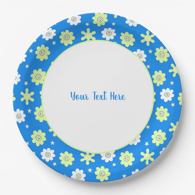 Plato De Papel Daisies y estrellas (Anverso)