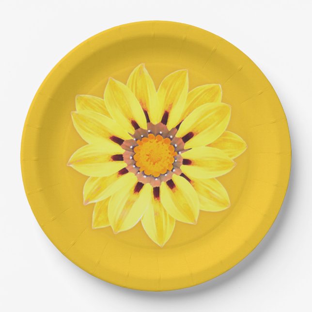 Plato De Papel Daisy africano / Gazania - Oro mostaza (Anverso)