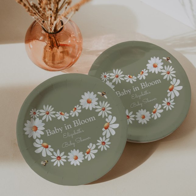 Plato De Papel Daisy and Bumble Bee Baby Shower (Subido por el creador)