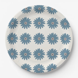 Plato De Papel Daisy Azul y Crema