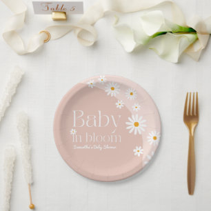 Plato De Papel Daisy Bebé en flor Boho Chica Baby Shower