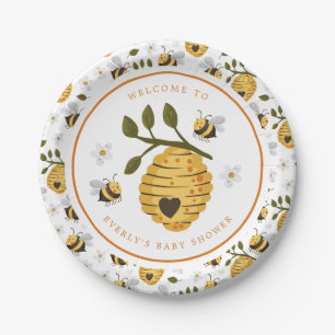 Plato De Papel Daisy Beehive Bumblebee Bee Baby Shower