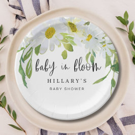 Plato De Papel Daisy blanco | Floral de verano de Baby Shower