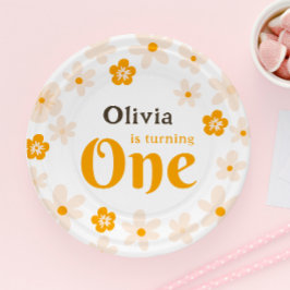 Plato De Papel Daisy Boho Floral Primer cumpleaños