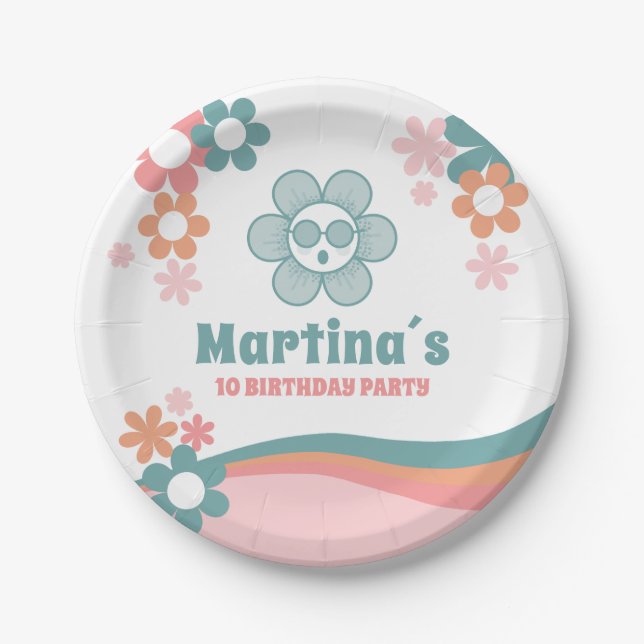 Plato De Papel Daisy Chica Birthday Party (Anverso)