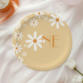 Plato De Papel Daisy Chica Primer cumpleaños Flor Temática Placas