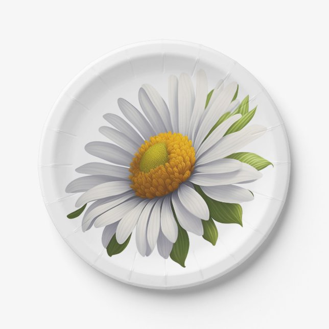 Plato De Papel Daisy Cute — Poder de las flores (Anverso)