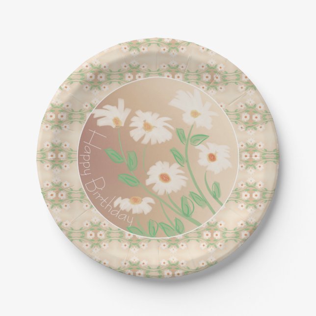 Plato De Papel Daisy Floral Patterned (Anverso)