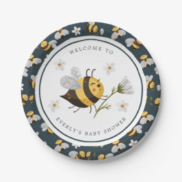 Plato De Papel Daisy Flower Bumblebee Bee Baby Shower