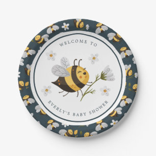 Plato De Papel Daisy Flower Bumblebee Bee Baby Shower