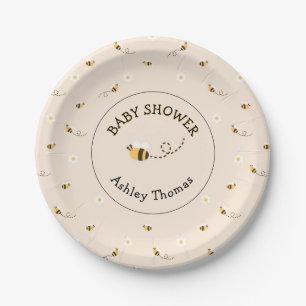 Plato De Papel Daisy Flowers and Honey Bees Baby Shower