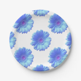 Plato De Papel Daisy gerbera azul
