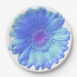 Plato De Papel Daisy gerbera azul