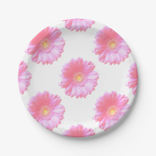 Plato De Papel Daisy gerbera rosa claro