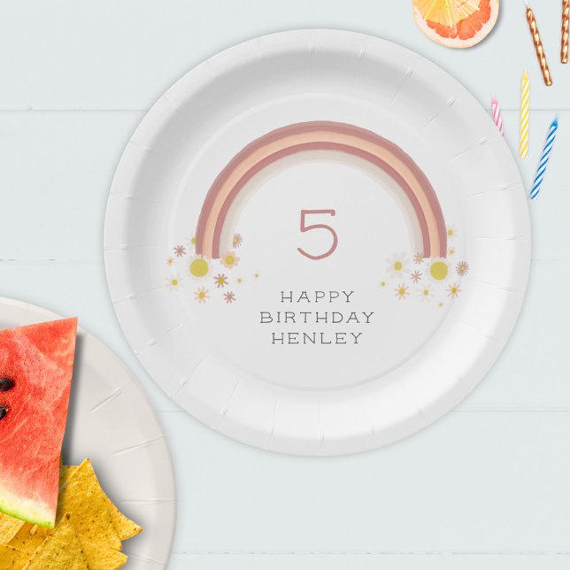 Plato De Papel Daisy Rainbow Girls Birday Party (Subido por el creador)
