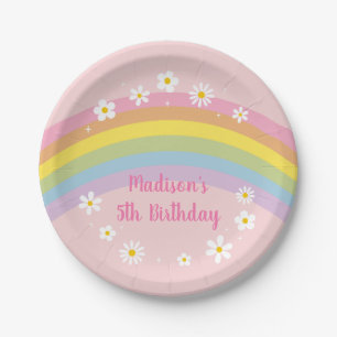 Plato De Papel Daisy Rainbow Let's Fiesta Retro Cumpleaños