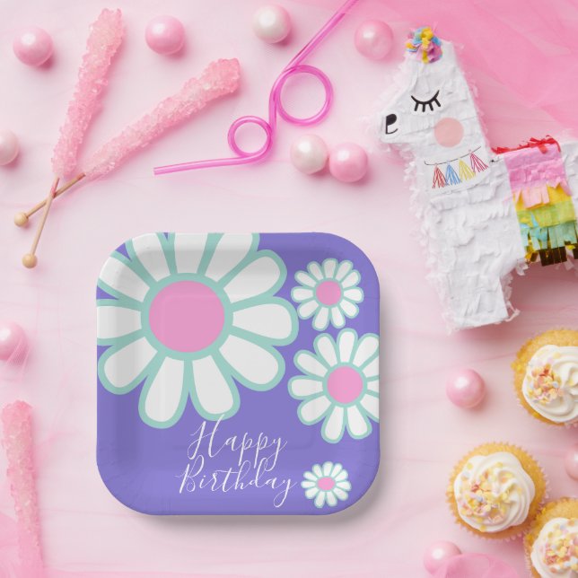 Plato De Papel Daisy Simple Purple (Fiesta)