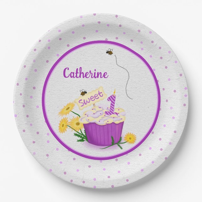 Plato De Papel Daisy Wildflower Chica 1 Placa de papel de cumplea (Anverso)