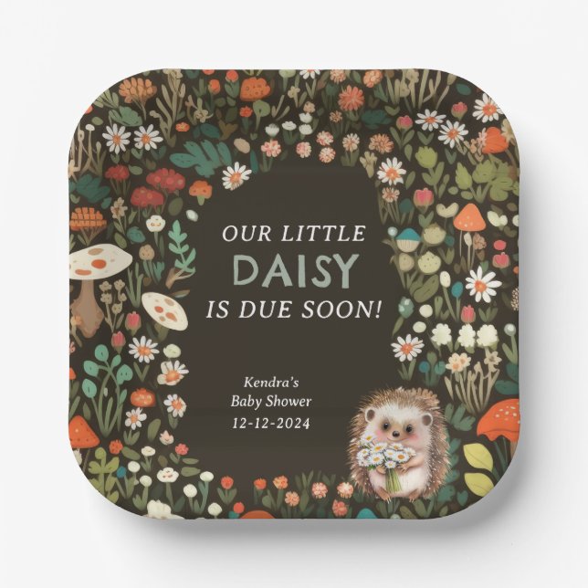 Plato De Papel Daisy Woodland Animal Forest Baby Shower (Anverso)