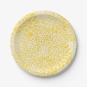Plato De Papel Dalias amarillas pastel