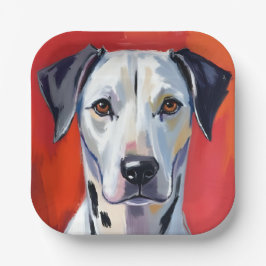 Plato De Papel Dálmata | Pintura de perro Mascota Acuarela