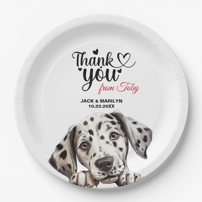 Plato De Papel Dalmatian Boda Gracias (Anverso)