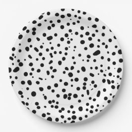 Plato De Papel Dalmatian Firefighter Black White Birthday