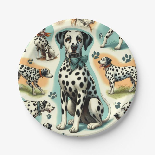 Plato De Papel Dalmatiano sin foco (Anverso)