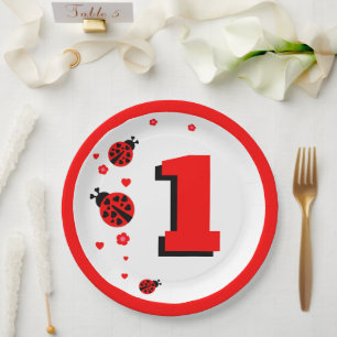 Plato De Papel Dama de mariquita linda