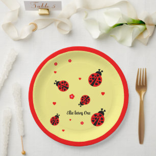 Plato De Papel Dama Mariquita Linda