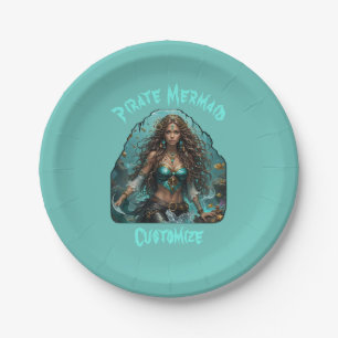 Plato De Papel Dama Sirena Pirata Trueno_Cala