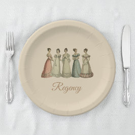 Plato De Papel Damas de Época Regencia para Fans de Jane Austen