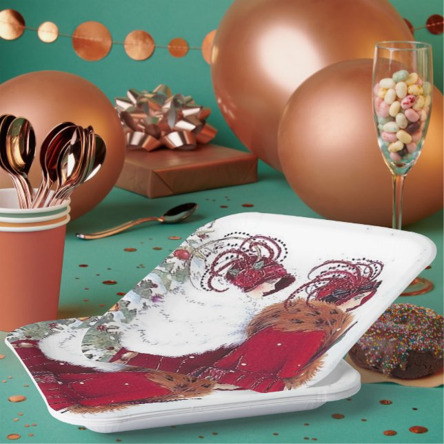 Plato De Papel Damas de vacaciones de estilo Art Déco retro (Multi)