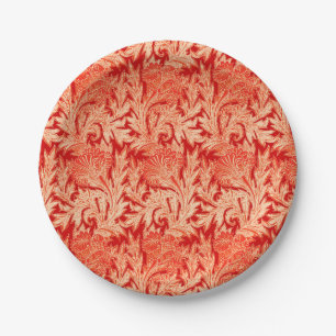 Plato De Papel Damasco de flores jacobeas, mandarín y Naranja lig