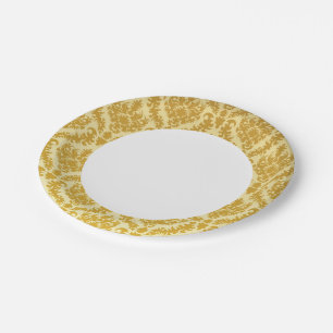 Plato De Papel Damasco de oro