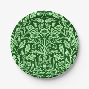 Plato De Papel Damasco floral de Nouveau del arte, verde