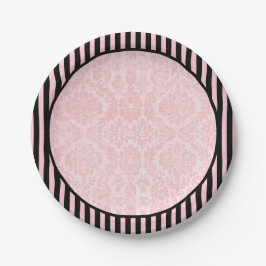 Plato De Papel Damasco rosa Vintage | Halloween