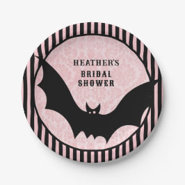 Plato De Papel Damasco rosa Vintage | Halloween Bat Bridal Shower