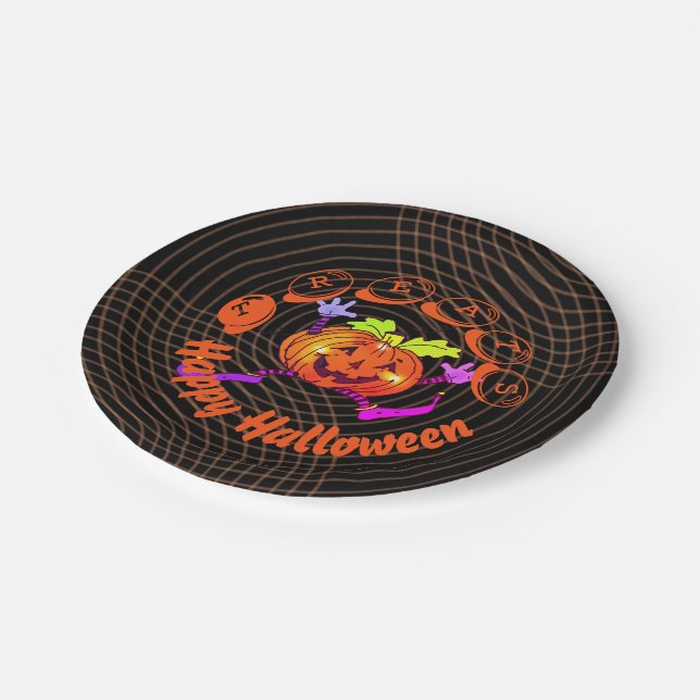 Plato De Papel Dancing Happy Pumpkin Halloween  (Angular)