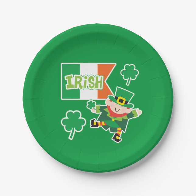 Plato De Papel Dancing Irish Leprechaun (Anverso)