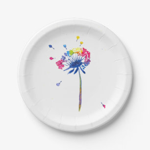 Plato De Papel Dandelia arcoiris