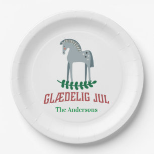 Plato De Papel Danés Feliz Navidad Dala Horario