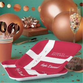 Plato De Papel Danmark Grundlovsdag Bandera del Día Nacional Dané