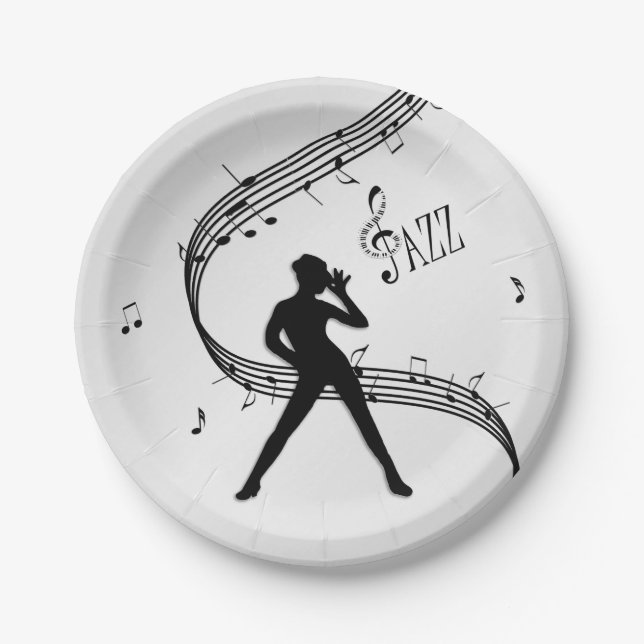 Plato De Papel Danza de Jazz Plata (Anverso)