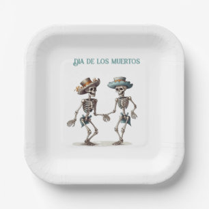 Plato De Papel Danza Eterna Dia de los Muertos Calaveras