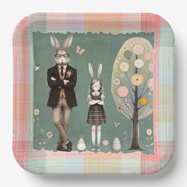 Plato De Papel Dapper Rabbit Paper Plates (Anverso)