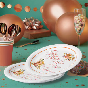 Plato De Papel Dar gracias al Señor otoño acuarela floral Pa